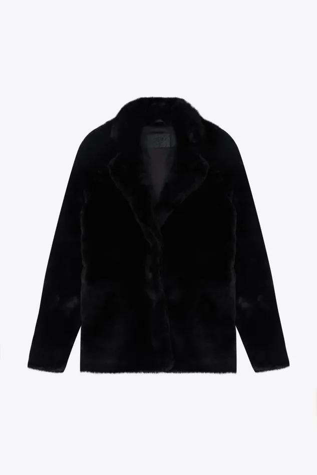 Women Faux Fur Blazer Black OTHER JACKETS and COATS