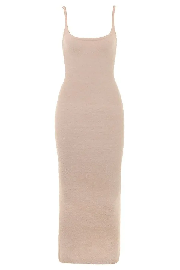 Women Fayette Beige Soft Fluffy Knit Maxi Dress House Of CB Dresses