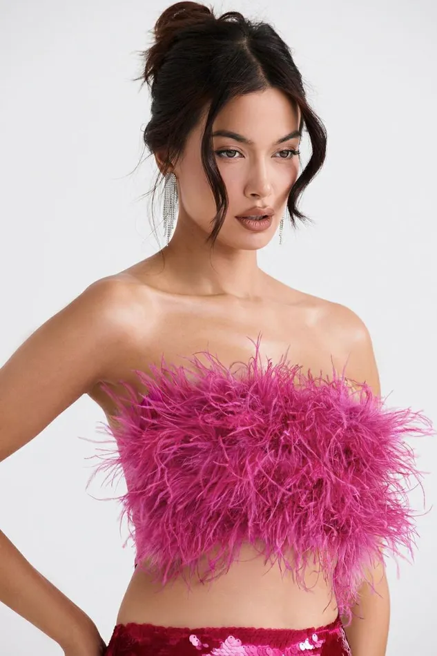Women Fenella Hot Pink Trimmed Bandeau House Of CB Tops