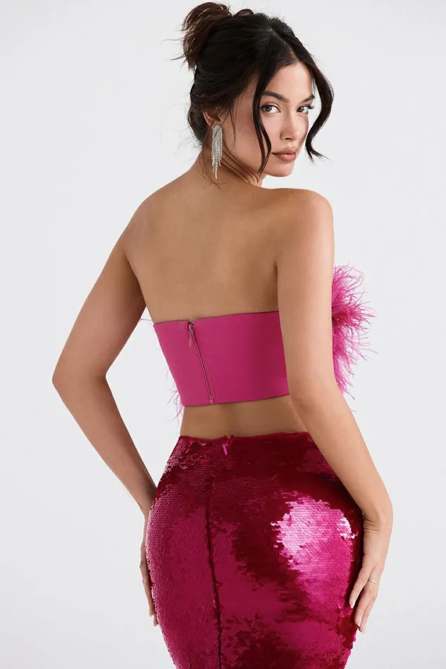 Women Fenella Hot Pink Trimmed Bandeau House Of CB Tops