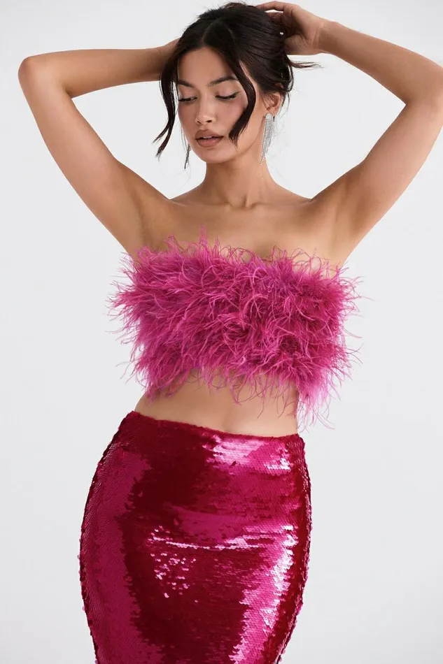 Women Fenella Hot Pink Trimmed Bandeau House Of CB Tops