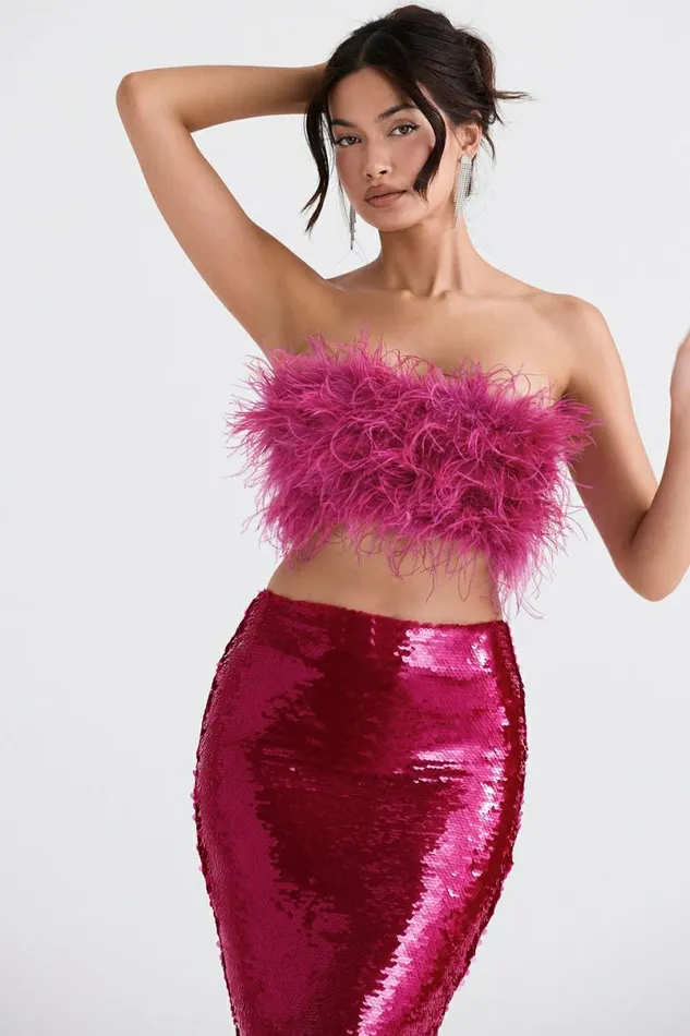 Women Fenella Hot Pink Trimmed Bandeau House Of CB Tops