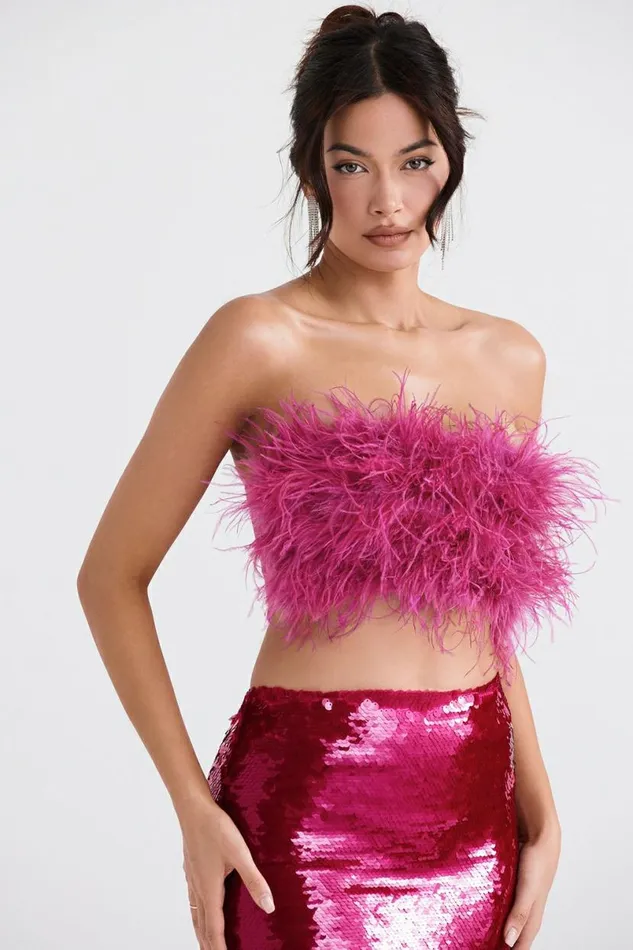 Women Fenella Hot Pink Trimmed Bandeau House Of CB Tops
