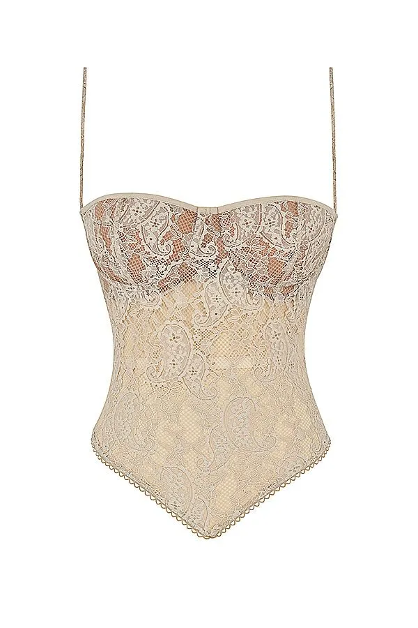 Women Fernanda Cream Paisley Lace Top House Of CB Tops