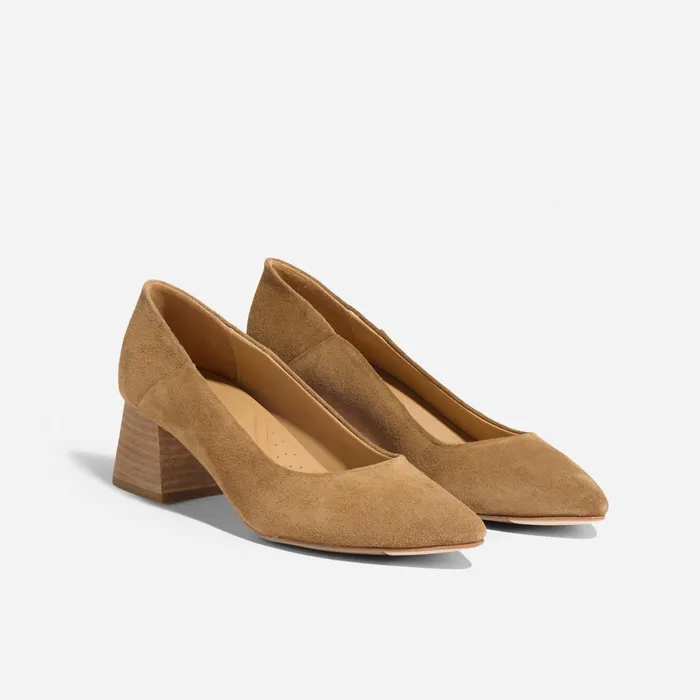 Women Fiorela GoTo Mid Heel Taupe Suede Nisolo Heels