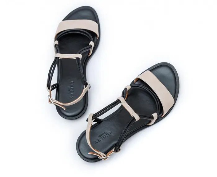 Women Flat Audley Shoes Flat Leather Sandal Filotea Beige