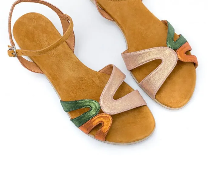 Women Flat Audley Shoes Flat Leather Sandal Forbia Green