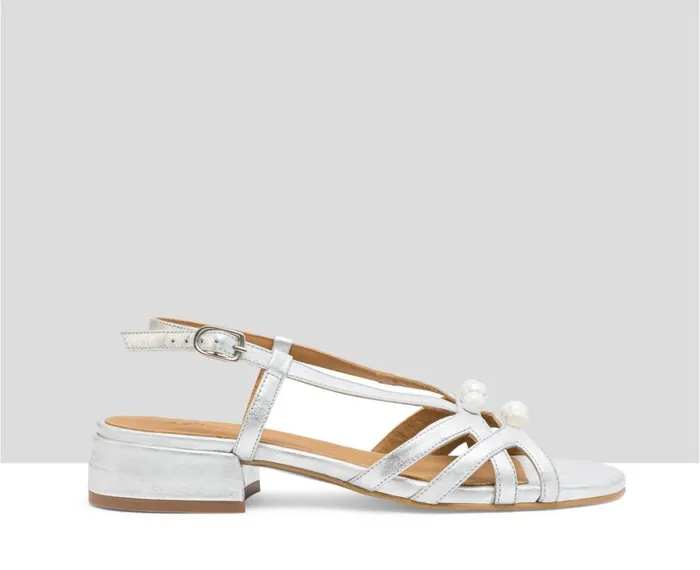Women Flat Audley Shoes Low Heel Leather Sandal Luz Metallic