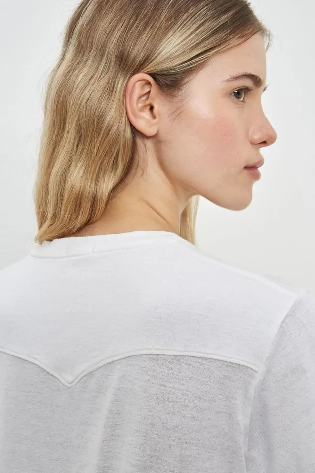 Women FLORES 8211 Linen Cotton Jersey Vneck Tshirt 8211 Bianco Massimo Alba Tops Women FLORES 8211 Linen Cotton Jersey Vneck Tshirt 8211 Bianco Massimo Alba Tops
