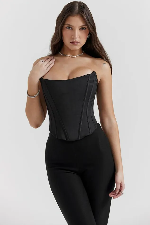 Women Genevieve Black Lace Back Corset House Of CB Corsets