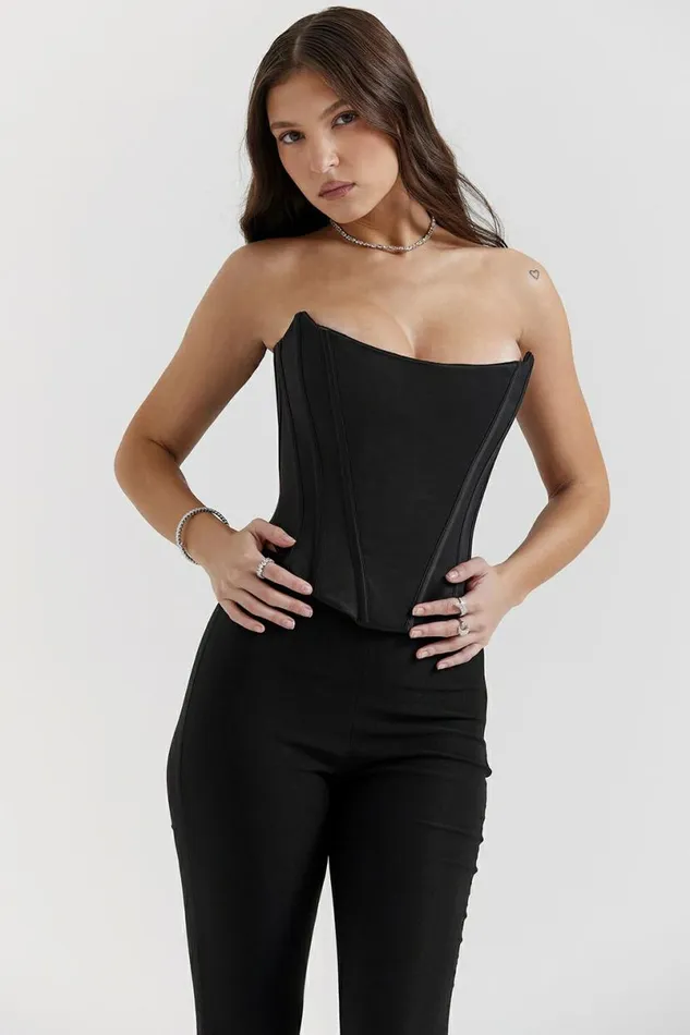 Women Genevieve Black Lace Back Corset House Of CB Corsets