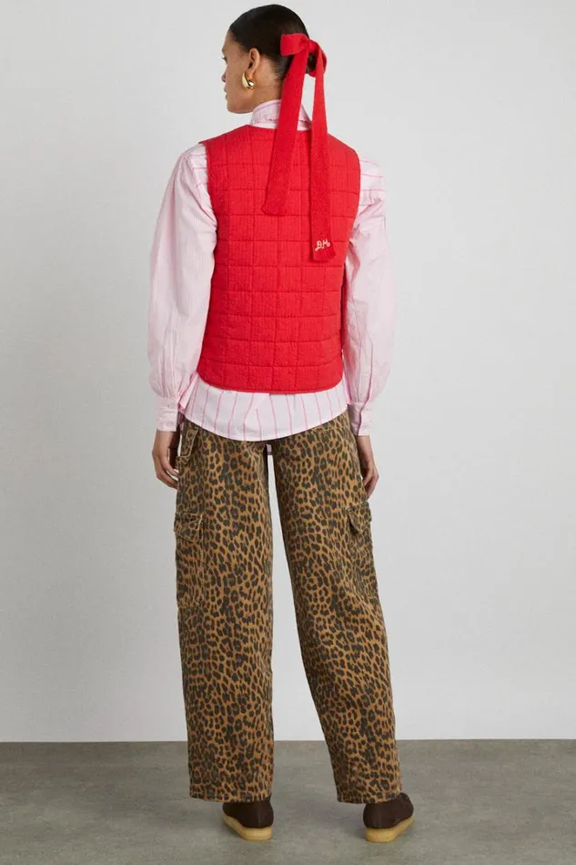 Women Gilets Damson Madder Arte Reversible Tie Gilet 8211 Red Ruffle