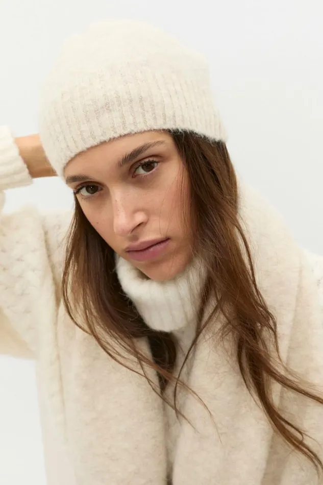 Women Hats and Gloves Seed Heritage Fluffy Textured Beanie Oat Marle