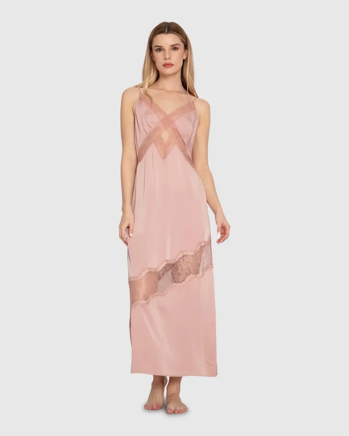 Women Heavenly Bodies Lace Slip Dress 8211 Rose Dresses Belle and Bloom