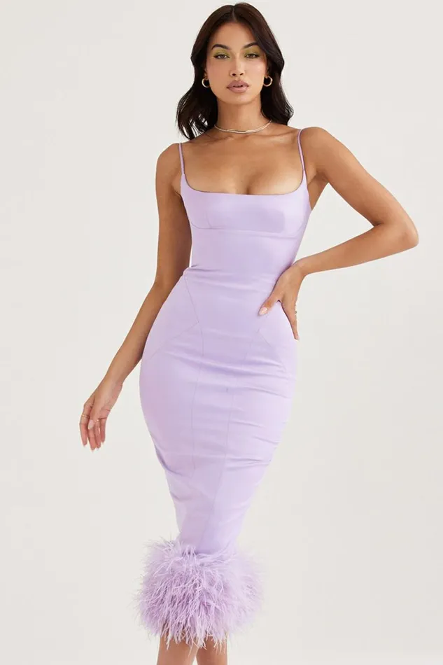 Women Helena Orchid Satin Midi Dress House Of CB Dresses