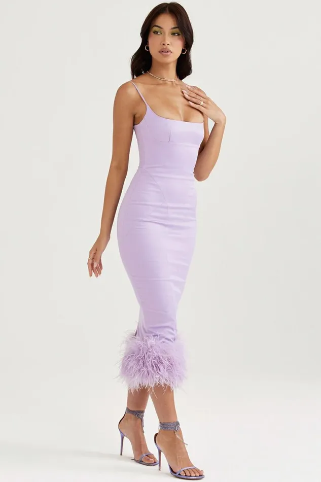 Women Helena Orchid Satin Midi Dress House Of CB Dresses Women Helena Orchid Satin Midi Dress House Of CB Dresses