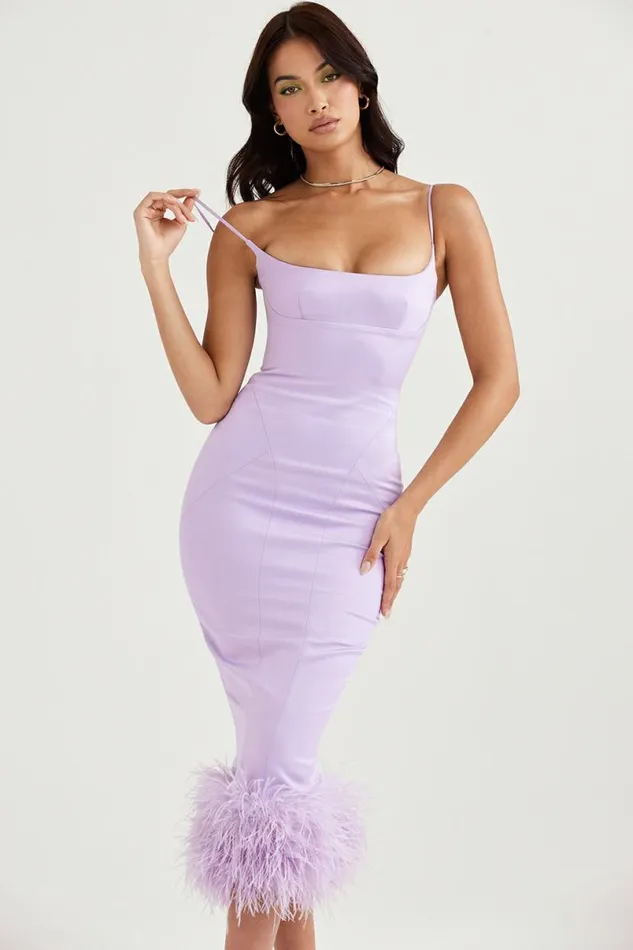 Women Helena Orchid Satin Midi Dress House Of CB Dresses Women Helena Orchid Satin Midi Dress House Of CB Dresses