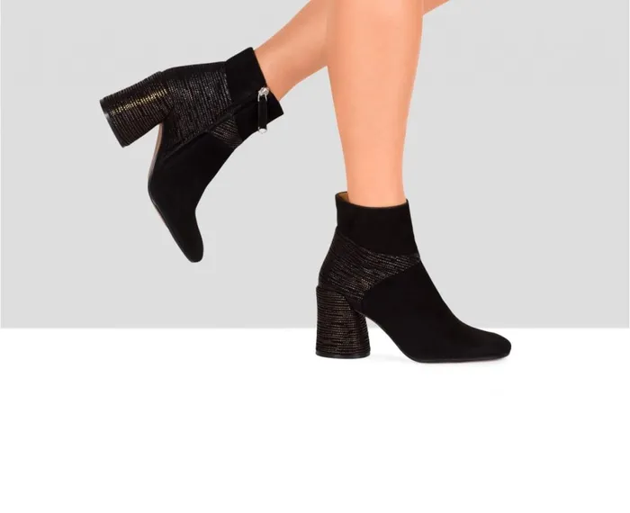 Women High Heel Audley Shoes High Heel Leather Booties Erina Black