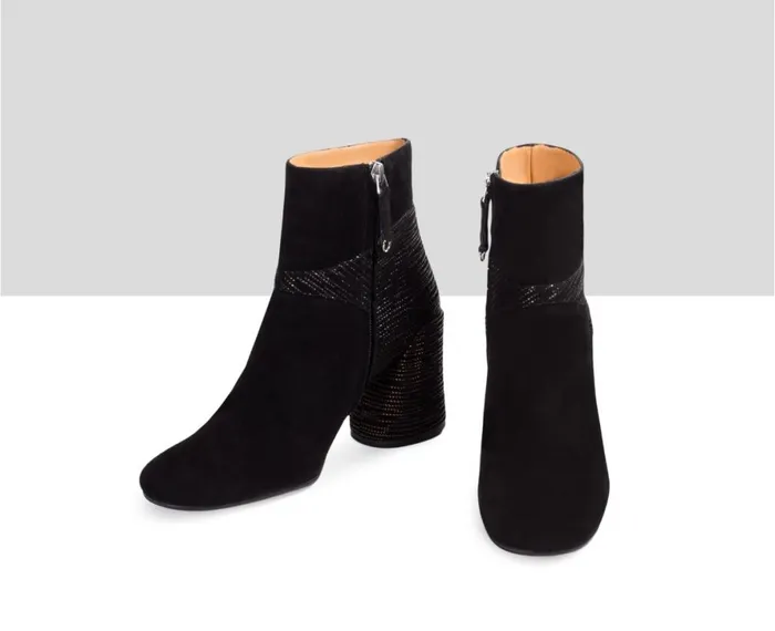 Women High Heel Audley Shoes High Heel Leather Booties Erina Black
