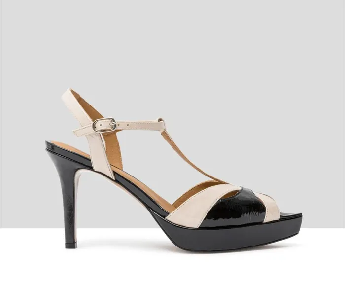 Women High Heel Audley Shoes High Heel Leather Sandal Junia Beige