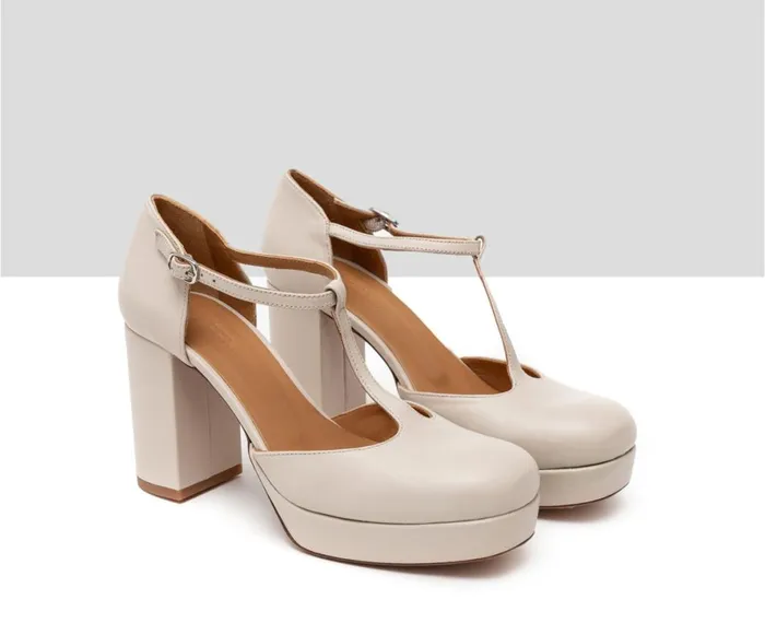 Women High Heel Audley Shoes High Heel Leather Shoe Henk Beige