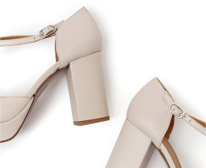 Women High Heel Audley Shoes High Heel Leather Shoe Henk Beige
