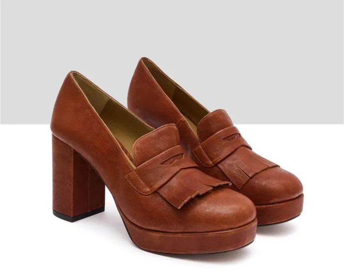 Women High Heel Audley Shoes High Heel Leather Shoe Isla Orange
