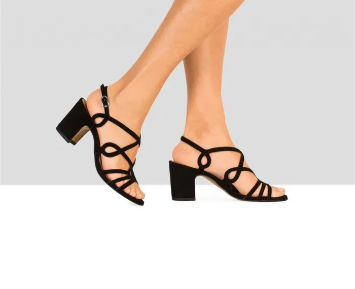 Women High Heel Audley Shoes Medium Heel Leather Sandal Bonita Black