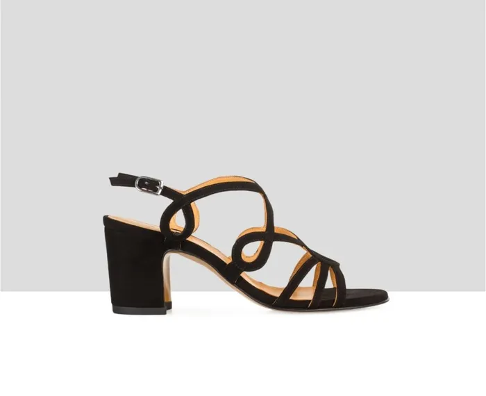 Women High Heel Audley Shoes Medium Heel Leather Sandal Bonita Black