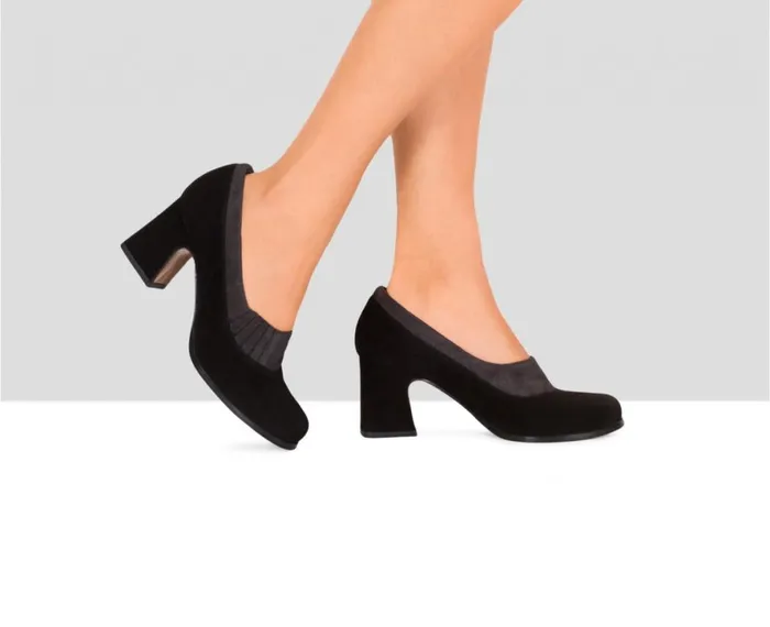 Women High Heel Audley Shoes Medium Heel Leather Shoe Eyal Black