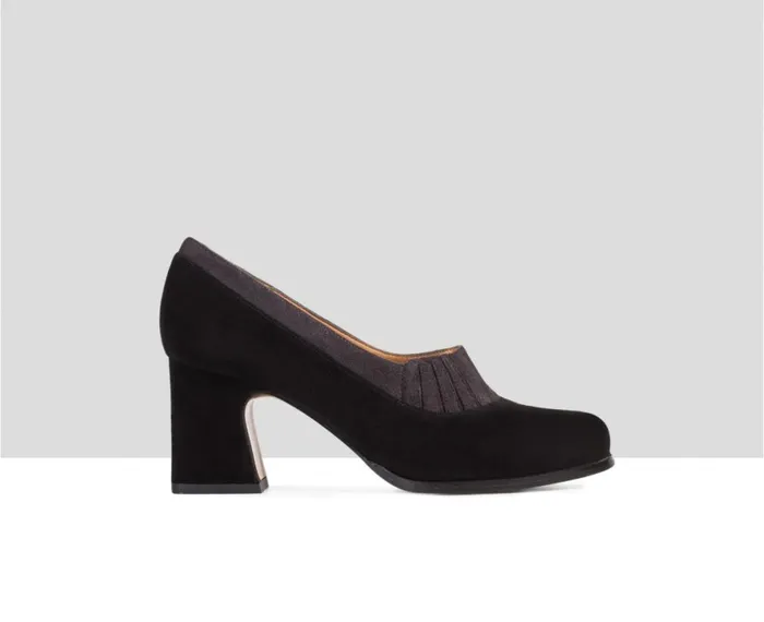 Women High Heel Audley Shoes Medium Heel Leather Shoe Eyal Black