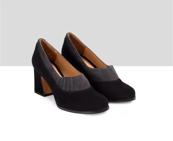 Women High Heel Audley Shoes Medium Heel Leather Shoe Eyal Black