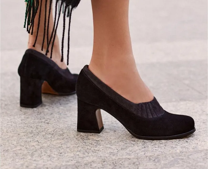 Women High Heel Audley Shoes Medium Heel Leather Shoe Eyal Black