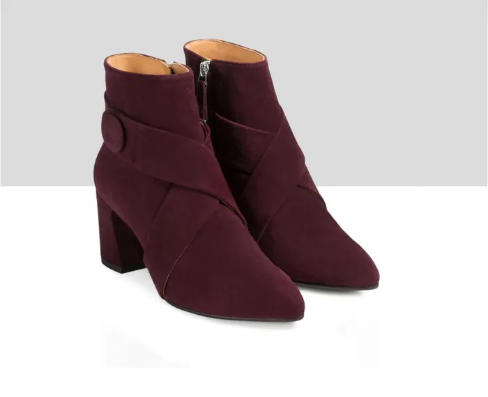 Women High Heel Audley Shoes Mid Heel Leather Booties Estela Purple