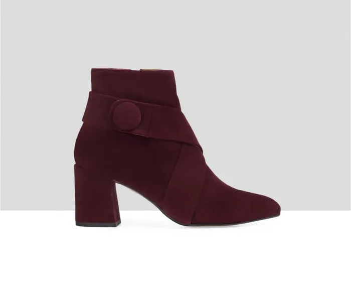 Women High Heel Audley Shoes Mid Heel Leather Booties Estela Purple