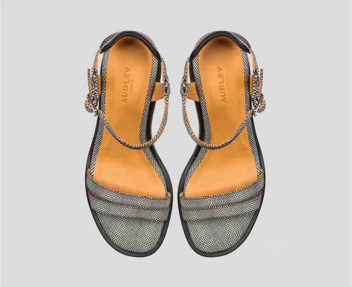 Women High Heel Audley Shoes Wedge Leather Sandal Bionda Print