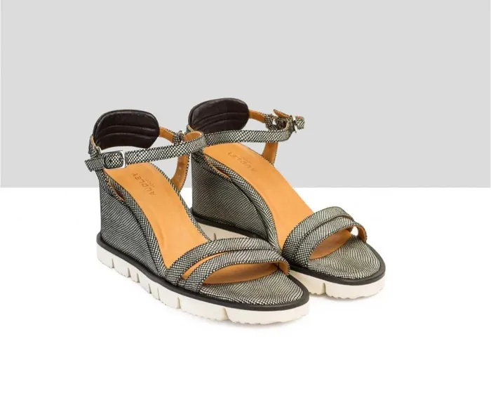 Women High Heel Audley Shoes Wedge Leather Sandal Bionda Print