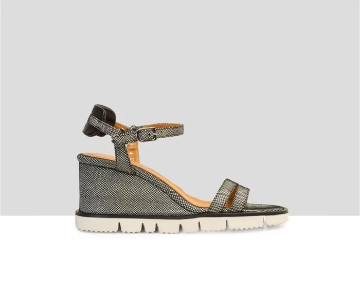 Women High Heel Audley Shoes Wedge Leather Sandal Bionda Print