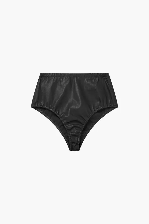 Women High Waisted Ultra Shorts Black Leather OTHER TROUSERS and SHORTS