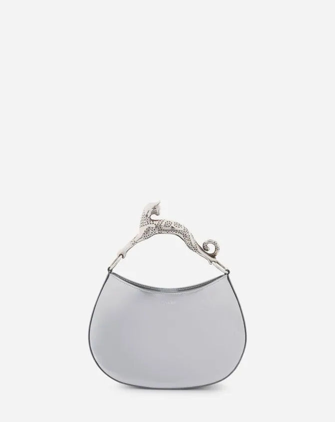Women Hobo Lanvin Hobo Cat Metallic Leather Bag Silver