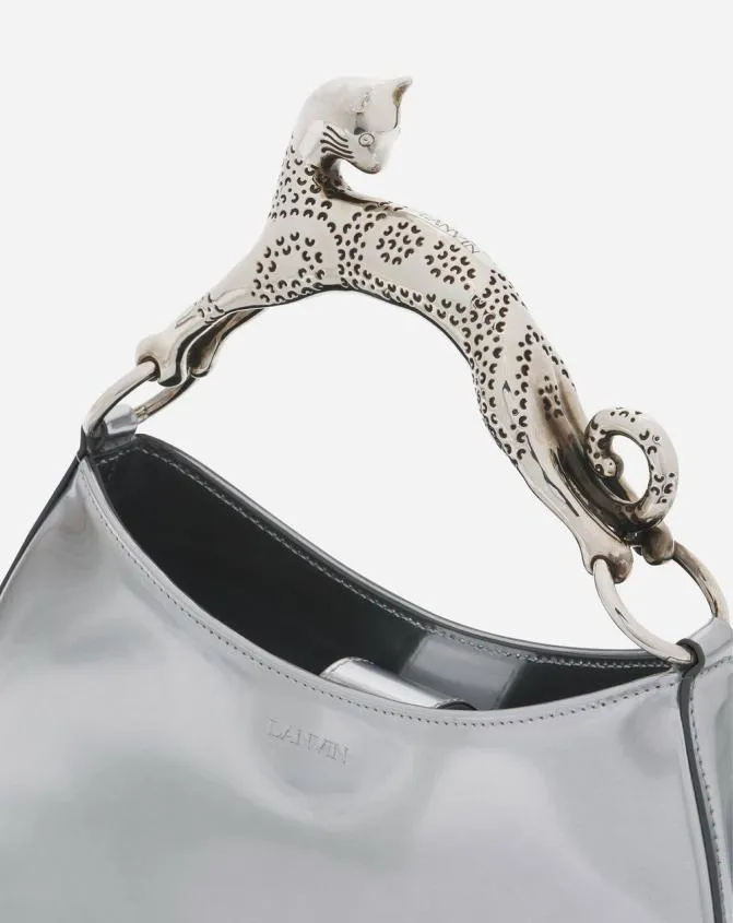 Women Hobo Lanvin Hobo Cat Metallic Leather Bag Silver Women Hobo Lanvin Hobo Cat Metallic Leather Bag Silver