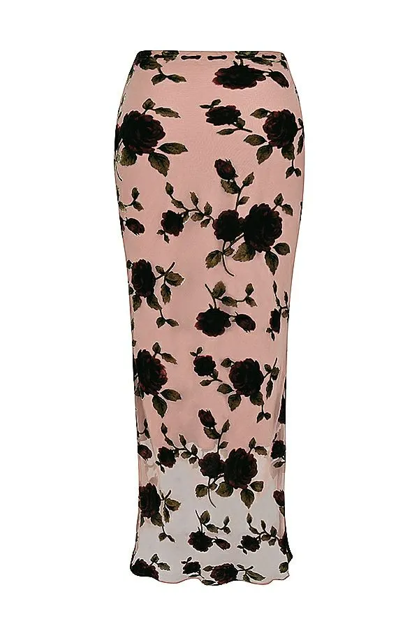 Women Imaan Dusty Pink Devore Maxi Skirt House Of CB Bottoms Women Imaan Dusty Pink Devore Maxi Skirt House Of CB Bottoms
