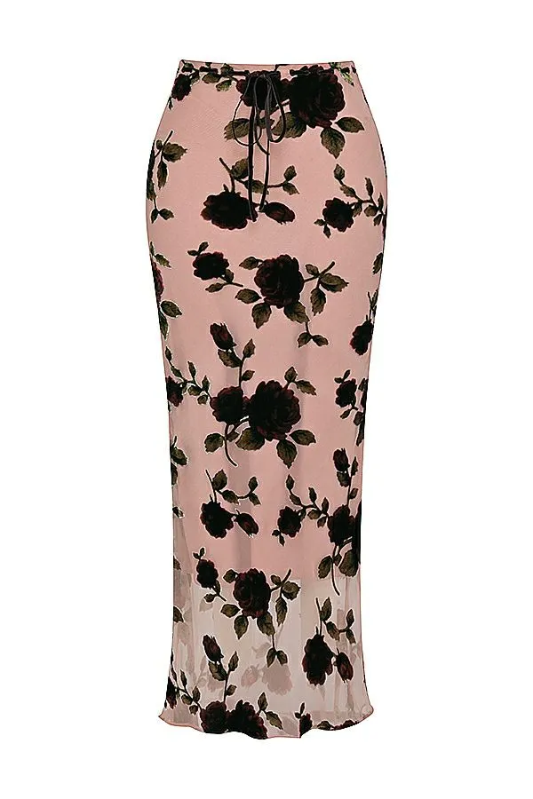 Women Imaan Dusty Pink Devore Maxi Skirt House Of CB Bottoms Women Imaan Dusty Pink Devore Maxi Skirt House Of CB Bottoms