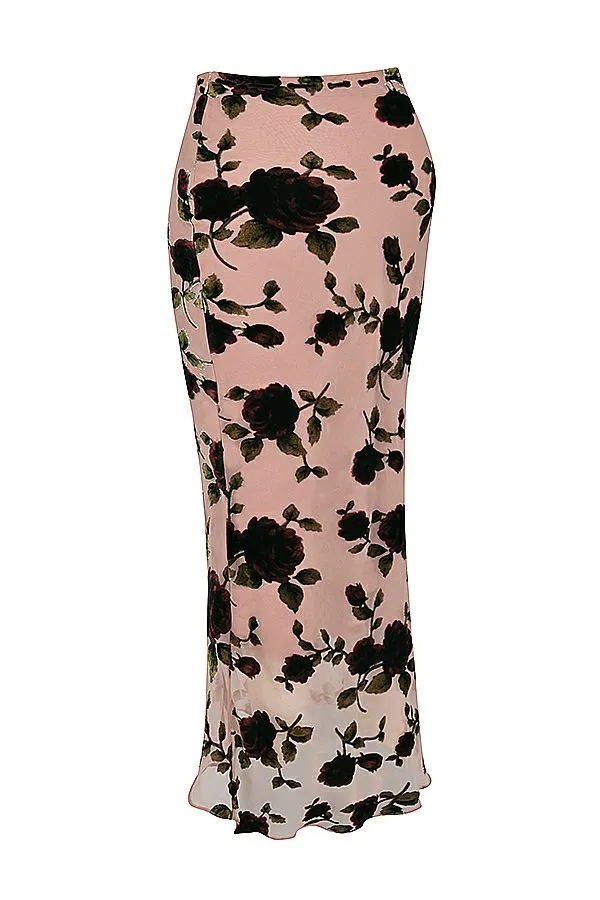 Women Imaan Dusty Pink Devore Maxi Skirt House Of CB Bottoms Women Imaan Dusty Pink Devore Maxi Skirt House Of CB Bottoms