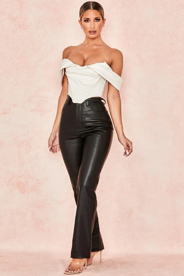 Women Inaya Black Stretch Vegan Leather Trousers House Of CB Bottoms Women Inaya Black Stretch Vegan Leather Trousers House Of CB Bottoms
