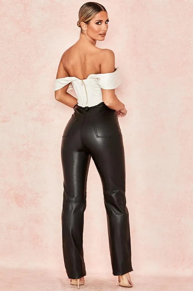 Women Inaya Black Stretch Vegan Leather Trousers House Of CB Bottoms Women Inaya Black Stretch Vegan Leather Trousers House Of CB Bottoms