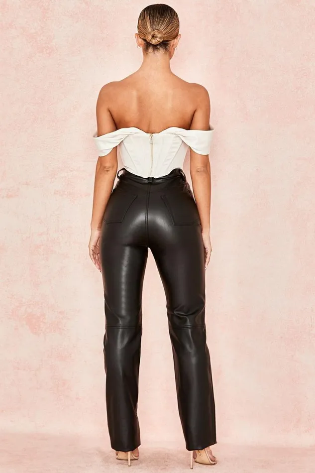 Women Inaya Black Stretch Vegan Leather Trousers House Of CB Bottoms Women Inaya Black Stretch Vegan Leather Trousers House Of CB Bottoms