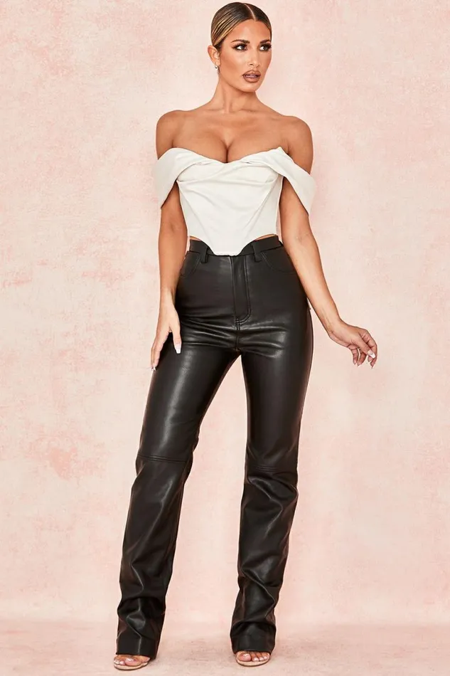 Women Inaya Black Stretch Vegan Leather Trousers House Of CB Bottoms Women Inaya Black Stretch Vegan Leather Trousers House Of CB Bottoms