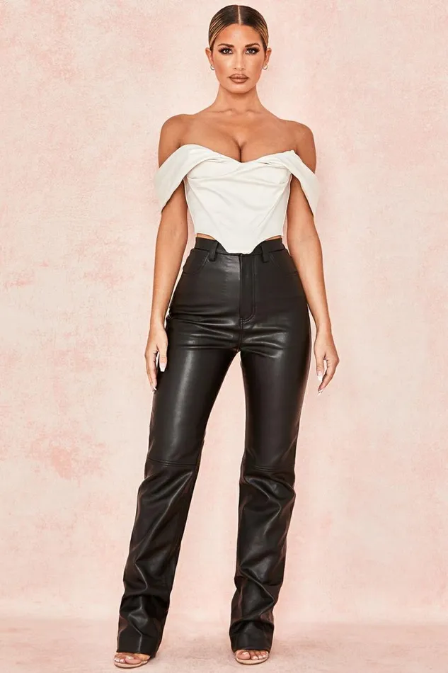 Women Inaya Black Stretch Vegan Leather Trousers House Of CB Bottoms Women Inaya Black Stretch Vegan Leather Trousers House Of CB Bottoms