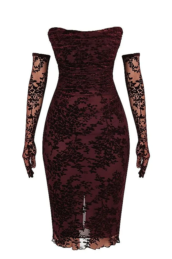 Women Isadora Black Cherry Devore Corset Dress House Of CB Dresses Women Isadora Black Cherry Devore Corset Dress House Of CB Dresses